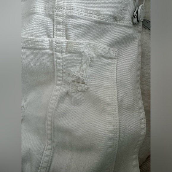 NWT PAIGE Denim Claudine White  Overall Distressed Ankle Length Overalls Sz 25 - Picture 7 of 7